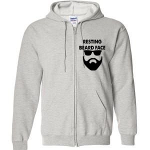 Resting Beard Face Funny Beard Full Zip Hoodie