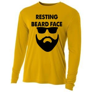 Resting Beard Face Funny Beard Cooling Performance Long Sleeve Crew