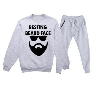 Resting Beard Face Funny Beard Premium Crewneck Sweatsuit Set