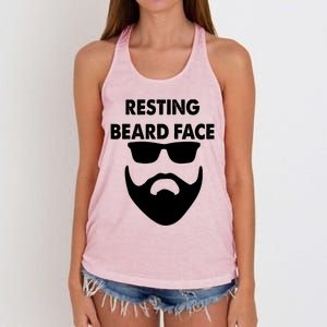 Resting Beard Face Funny Beard Women's Knotted Racerback Tank