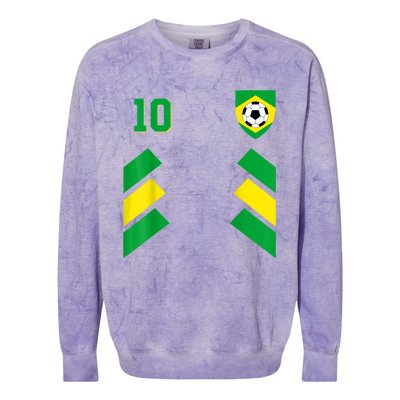 Retro10 Brazilian Football Brazil Soccer Brazil Flag Colorblast Crewneck Sweatshirt