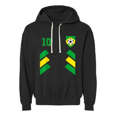 Retro10 Brazilian Football Brazil Soccer Brazil Flag Garment-Dyed Fleece Hoodie