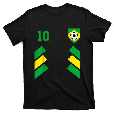 Retro10 Brazilian Football Brazil Soccer Brazil Flag T-Shirt