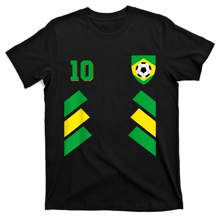 Retro10 Brazilian Football Brazil Soccer Brazil Flag T-Shirt