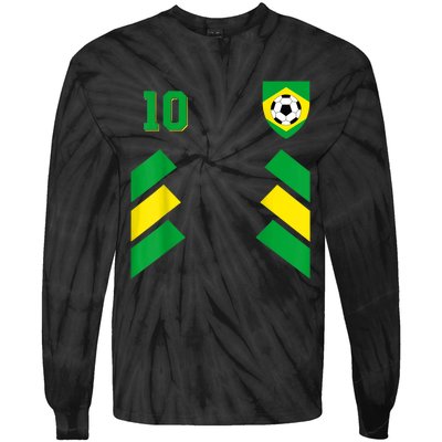 Retro10 Brazilian Football Brazil Soccer Brazil Flag Tie-Dye Long Sleeve Shirt