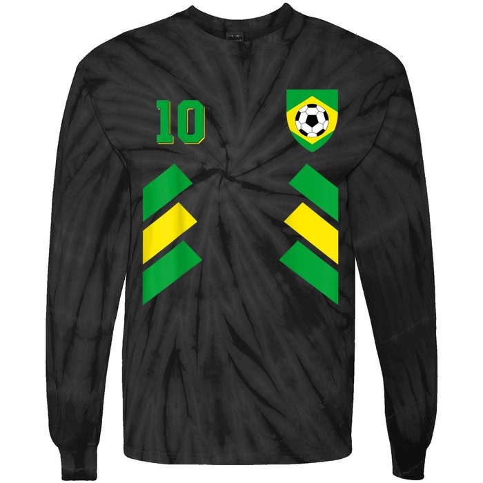 Retro10 Brazilian Football Brazil Soccer Brazil Flag Tie-Dye Long Sleeve Shirt