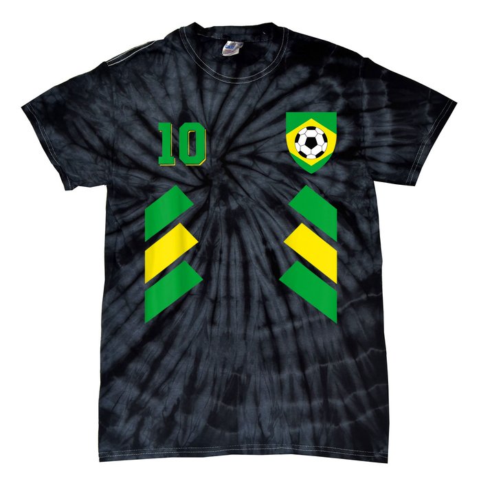 Retro10 Brazilian Football Brazil Soccer Brazil Flag Tie-Dye T-Shirt