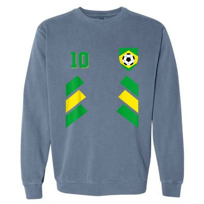 Retro10 Brazilian Football Brazil Soccer Brazil Flag Garment-Dyed Sweatshirt