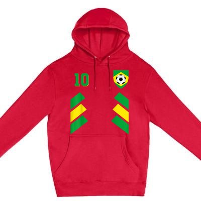 Retro10 Brazilian Football Brazil Soccer Brazil Flag Premium Pullover Hoodie