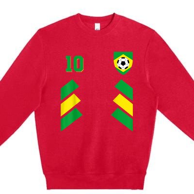 Retro10 Brazilian Football Brazil Soccer Brazil Flag Premium Crewneck Sweatshirt