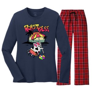 Roast Beef Funny Cow On The Beach Dustin Women's Long Sleeve Flannel Pajama Set 