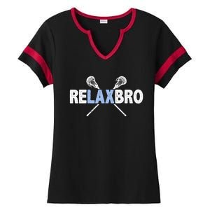 RELAX BRO Funny Lacrosse Player Lax Lover Joke Ladies Halftime Notch Neck Tee