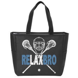 Relax Bro Funny Lacrosse Player Coach Joke Lax Lover Graphic Zip Tote Bag