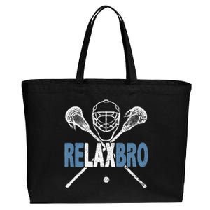 Relax Bro Funny Lacrosse Player Coach Joke Lax Lover Graphic Cotton Canvas Jumbo Tote