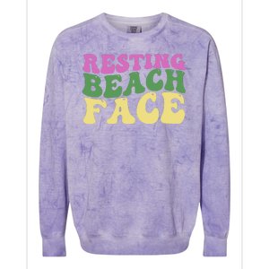 Resting Beach Face Funny Summer Vacation Colorblast Crewneck Sweatshirt