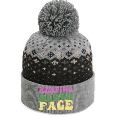 Resting Beach Face Funny Summer Vacation The Baniff Cuffed Pom Beanie