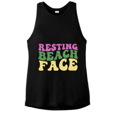 Resting Beach Face Funny Summer Vacation Ladies PosiCharge Tri-Blend Wicking Tank