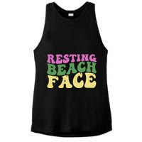 Resting Beach Face Funny Summer Vacation Ladies PosiCharge Tri-Blend Wicking Tank