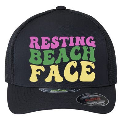Resting Beach Face Funny Summer Vacation Flexfit Unipanel Trucker Cap