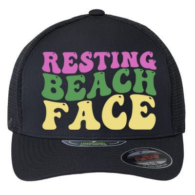 Resting Beach Face Funny Summer Vacation Flexfit Unipanel Trucker Cap