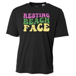 Resting Beach Face Funny Summer Vacation Cooling Performance Crew T-Shirt