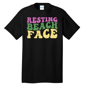 Resting Beach Face Funny Summer Vacation Tall T-Shirt