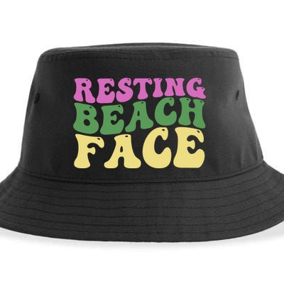 Resting Beach Face Funny Summer Vacation Sustainable Bucket Hat