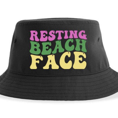 Resting Beach Face Funny Summer Vacation Sustainable Bucket Hat