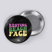 Resting Beach Face Funny Summer Vacation Button