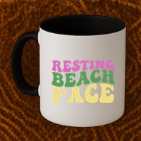 Resting Beach Face Funny Summer Vacation Mug