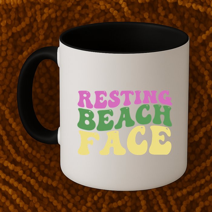Resting Beach Face Funny Summer Vacation Mug