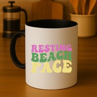 Resting Beach Face Funny Summer Vacation Mug