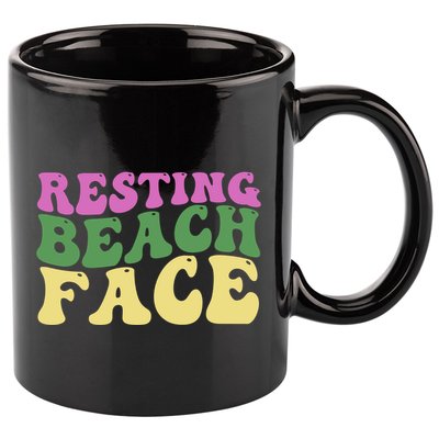 Resting Beach Face Funny Summer Vacation 11oz C Handle Ceramic Mug