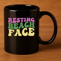 Resting Beach Face Funny Summer Vacation 11oz C Handle Ceramic Mug
