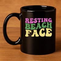 Resting Beach Face Funny Summer Vacation 11oz C Handle Ceramic Mug