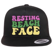 Resting Beach Face Funny Summer Vacation Flatbill Hat
