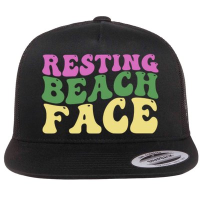 Resting Beach Face Funny Summer Vacation Flat Bill Trucker Hat