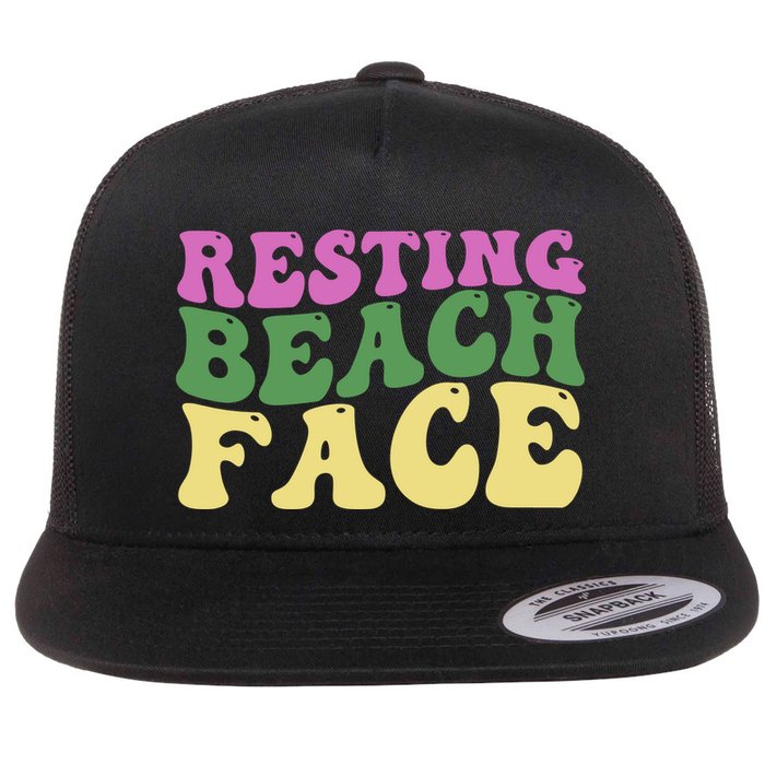 Resting Beach Face Funny Summer Vacation Flatbill Hat