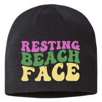 Resting Beach Face Funny Summer Vacation Sustainable Beanie