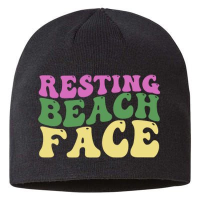 Resting Beach Face Funny Summer Vacation Sustainable Beanie