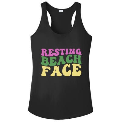 Resting Beach Face Funny Summer Vacation Ladies PosiCharge Competitor Racerback Tank