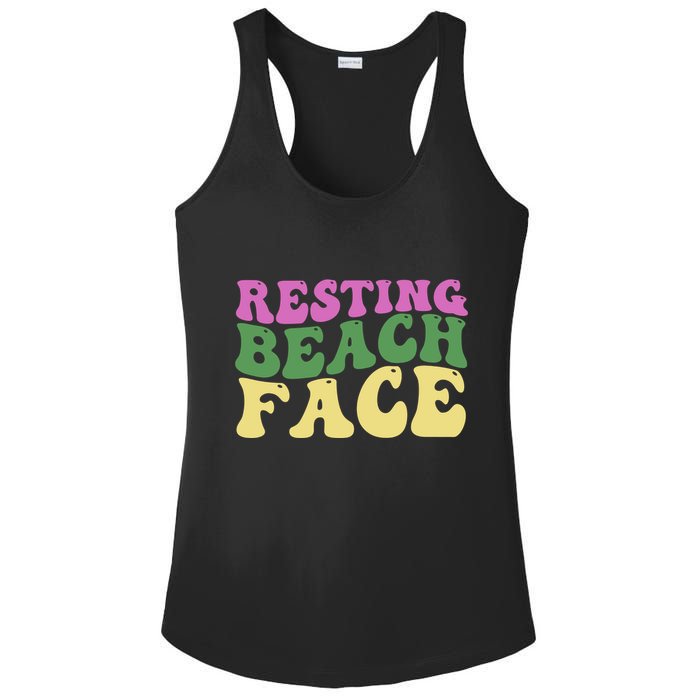 Resting Beach Face Funny Summer Vacation Ladies PosiCharge Competitor Racerback Tank