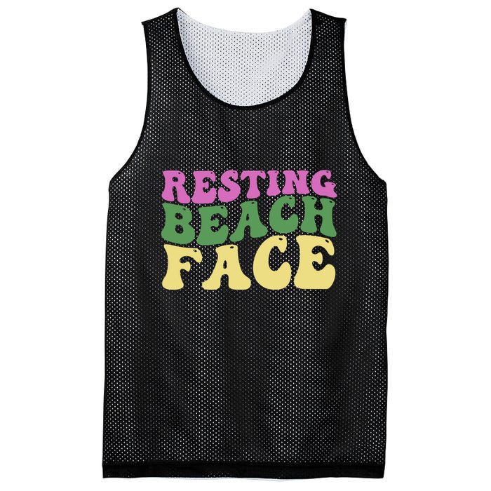 Resting Beach Face Funny Summer Vacation Mesh Reversible Basketball Jersey Tank