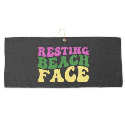 Resting Beach Face Funny Summer Vacation Large Microfiber Waffle Golf Towel