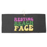 Resting Beach Face Funny Summer Vacation Large Microfiber Waffle Golf Towel