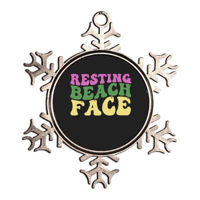 Resting Beach Face Funny Summer Vacation Metallic Star Ornament