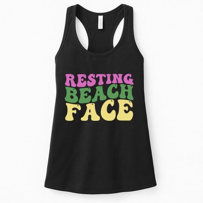 Resting Beach Face Funny Summer Vacation Womens Tank Top