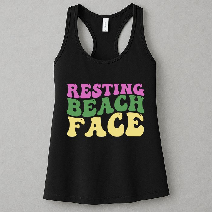 Resting Beach Face Funny Summer Vacation Womens Tank Top
