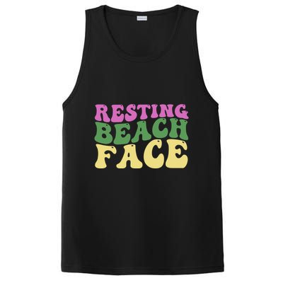 Resting Beach Face Funny Summer Vacation PosiCharge Competitor Tank
