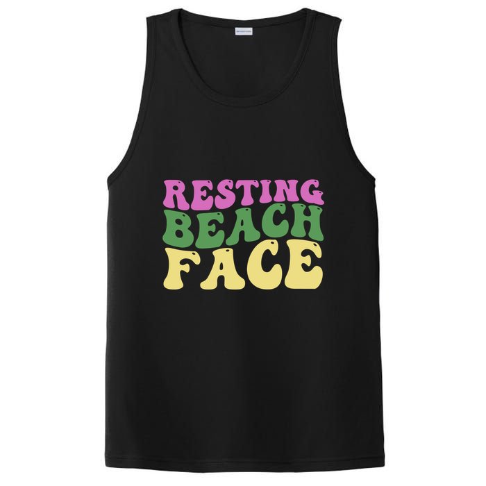 Resting Beach Face Funny Summer Vacation PosiCharge Competitor Tank